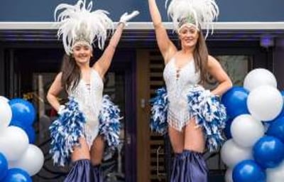 Navy and White Showgirl Stiltwalkers