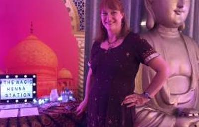 Henna station ready to decorate at a Bollywood themed company party