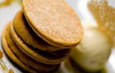 caramel  shortbread with salted peanut butter sorbet 