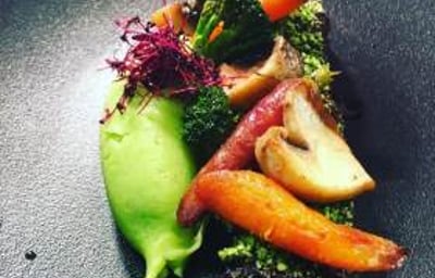 Slow braised beef with basil pomme purée