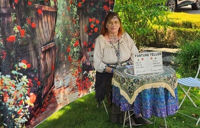 Festival style tent with summer fortune teller theme