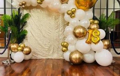 White and gold balloon garland