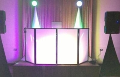 Back Lit Booth inc Mirror Balls