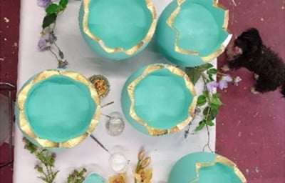 Gold leaf edged Easter egg decor