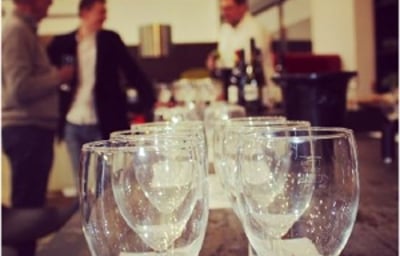 wine tasting at a kitchen showroom