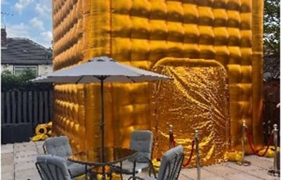garden luxury gold cube with chairs
