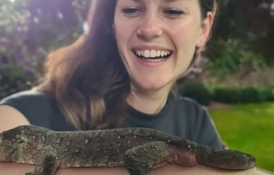 Mossy gecko with guest.