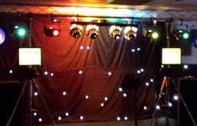 Black Gold Karaoke Rig with small screens