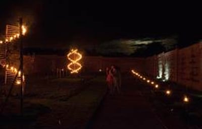 Venue dressing with flames