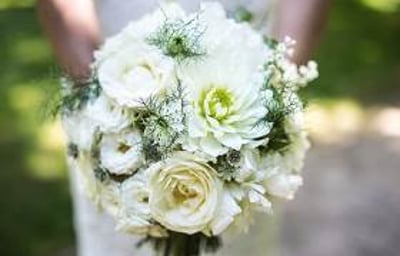 white handtied bouquet