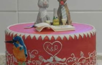 Kitch but Elegant Wedding Cake and Topper