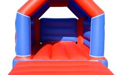 Plain Red & Blue Bouncy Castle Hire - Red & Black 11ft x 15ft Bouncy Castle