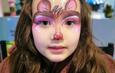 Girls Rudolph Face Painting by Glitter-Arty