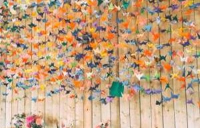 Whimsical Country Wedding Reception Marquee Decor with Origami Theme