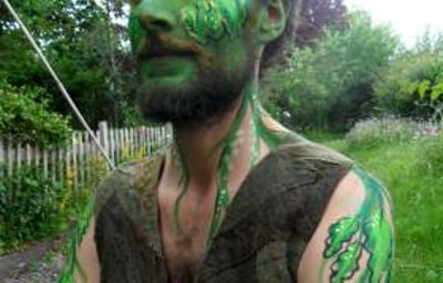 The Green Man - preparation for a parade, Frome