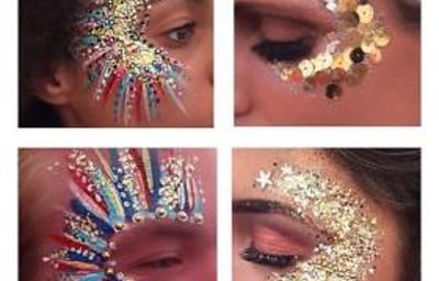 Face paint glitter multi flahes and gold