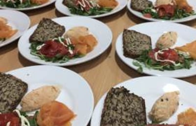Trio of Blagdon trout, watercress salad, rye bread