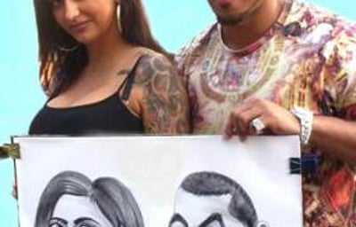 indian couple caricature