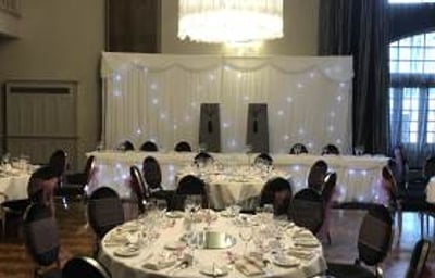 A fabulous wedding at Derwent Manor Hotel in County Durham with one of our Starlit Backdrop, Top Table packages.
