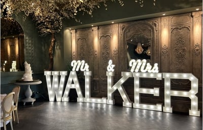 Our bespoke light up surname letters at the stunning Croft Hotel Darlington, County Durham 