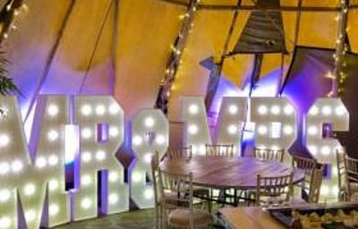 Our Giant Led Mr & Mrs at the award winning Woodhill Hall Otterburn, Northumberland.