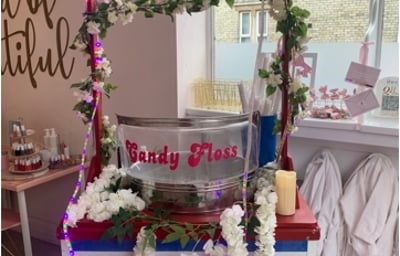 candy floss events stall at beauty parlour promotion