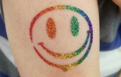 Glitter Tattoo Rainbow Smiley