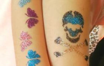 Glitter Tattoo Butterflies & Skull