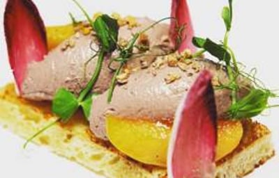 chicken liver parfait on toasted sourdough with caramelised apple 