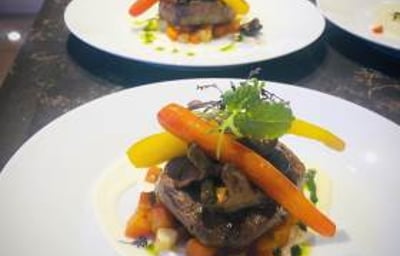 Fillet steak with heritage carrots and Mizo glazed mushrooms