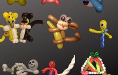 A few balloon creations made at a party.