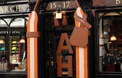 Giant handbag handle for Anya Hindmarch shop in Chelsea
