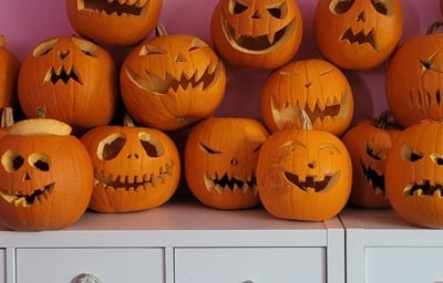 Carved pumpkins for a halloween party