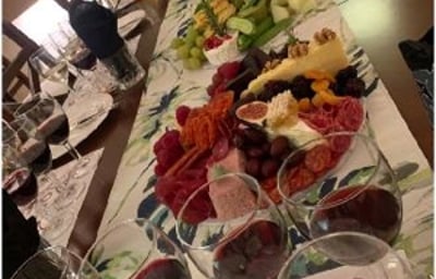 tasting set up with food