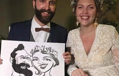 Bride Groom Caricature artist UK LR