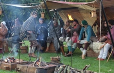 Group under the sail tent