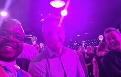 With Squeeze Box band members