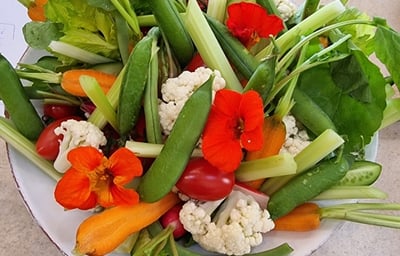 Crudités sweet pea hummus dip
