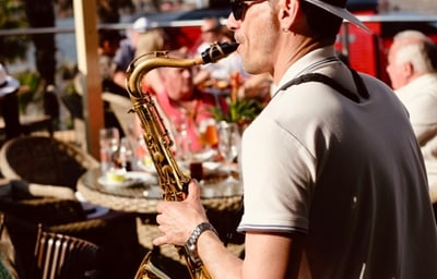 Saxophonist rooftop party