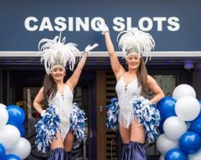 Navy and White Showgirl Stiltwalkers