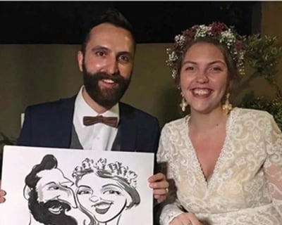 Bride Groom Caricature artist UK LR