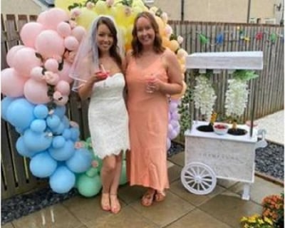 Balloon hoop and champagne cart