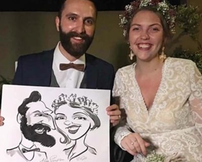 Bride Groom Caricature artist UK LR