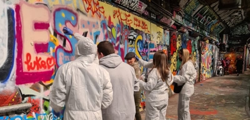 Graffiti team building at Leake street London with cockney green.jpeg