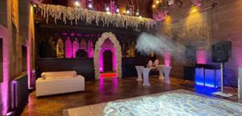 peckforton intelligent movers, uplighters, ceiling wash, DJ booth