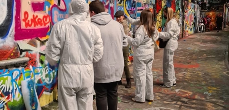 Graffiti team building at Leake street London with cockney green.jpeg